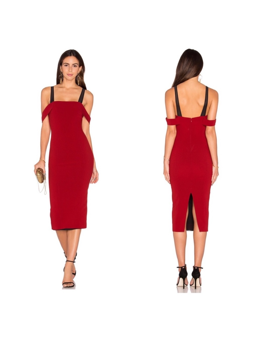 Cinq A Sept Nova Rust & Black Midi Dress